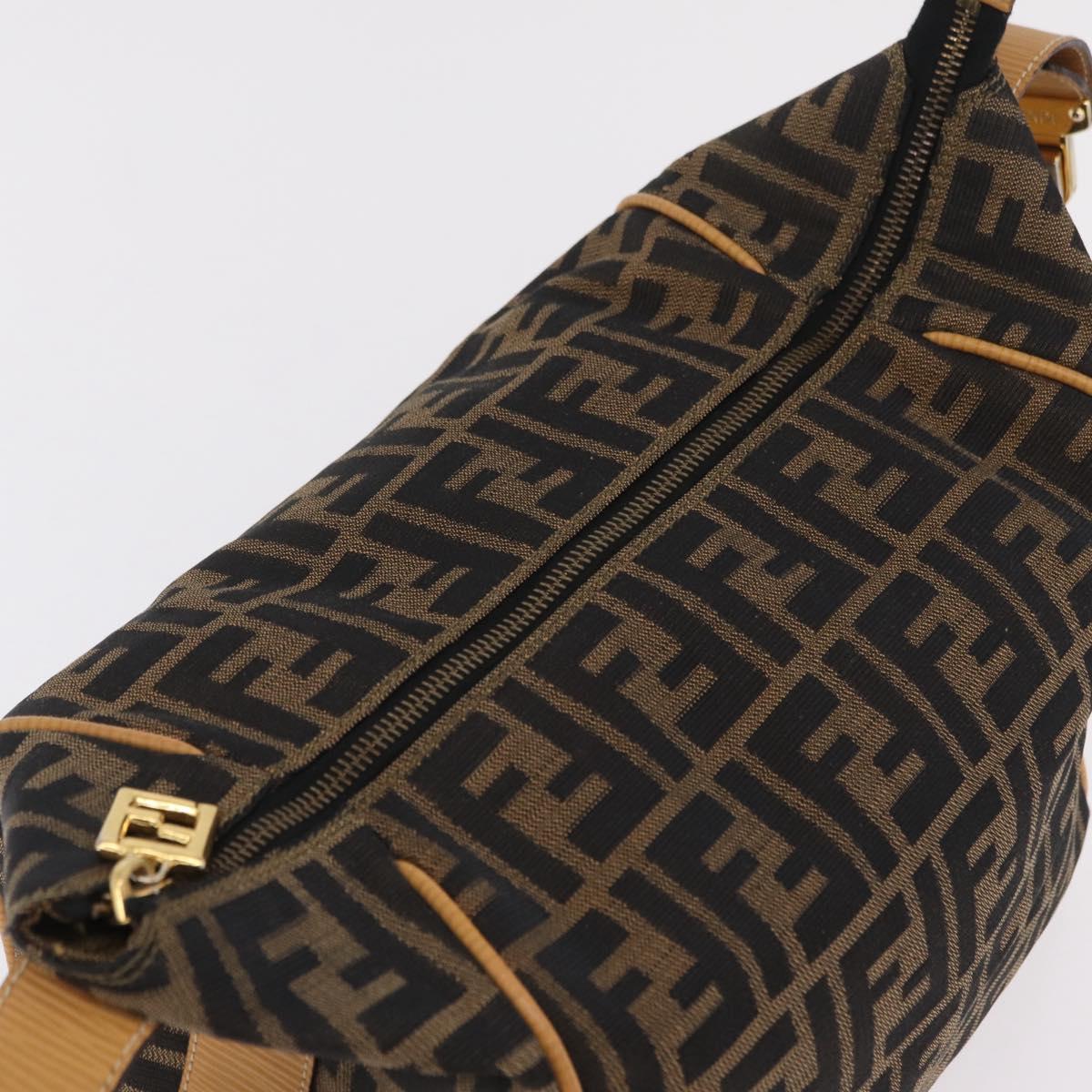 FENDI Zucca Canvas Vanity Hand Bag Black Brown Auth 206127V