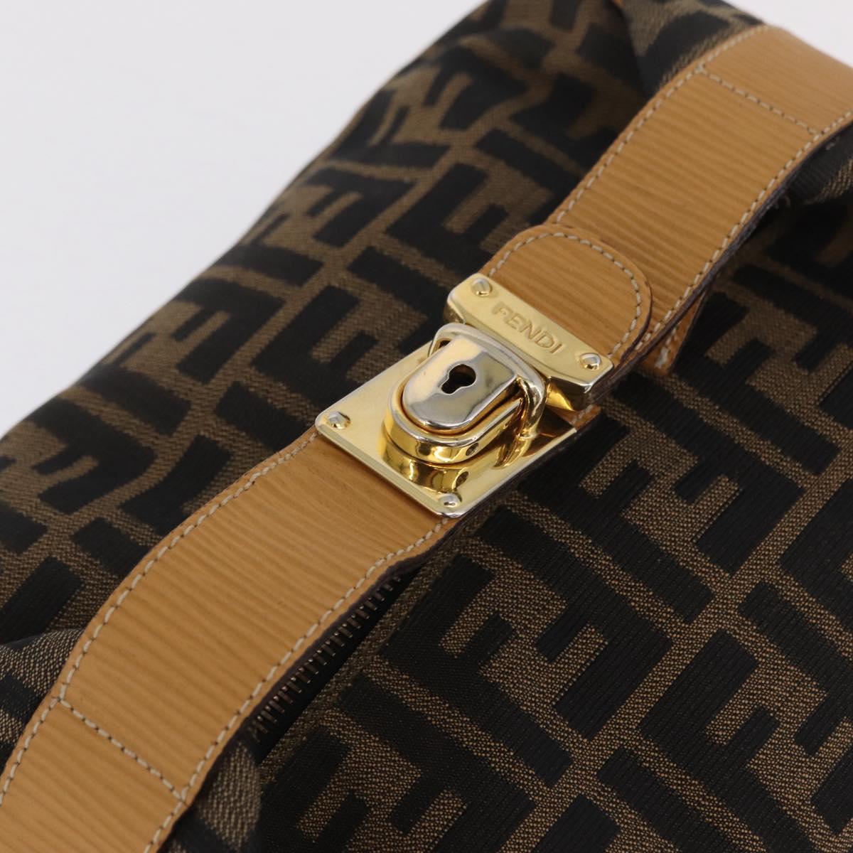 FENDI Zucca Canvas Vanity Hand Bag Black Brown Auth 206127V
