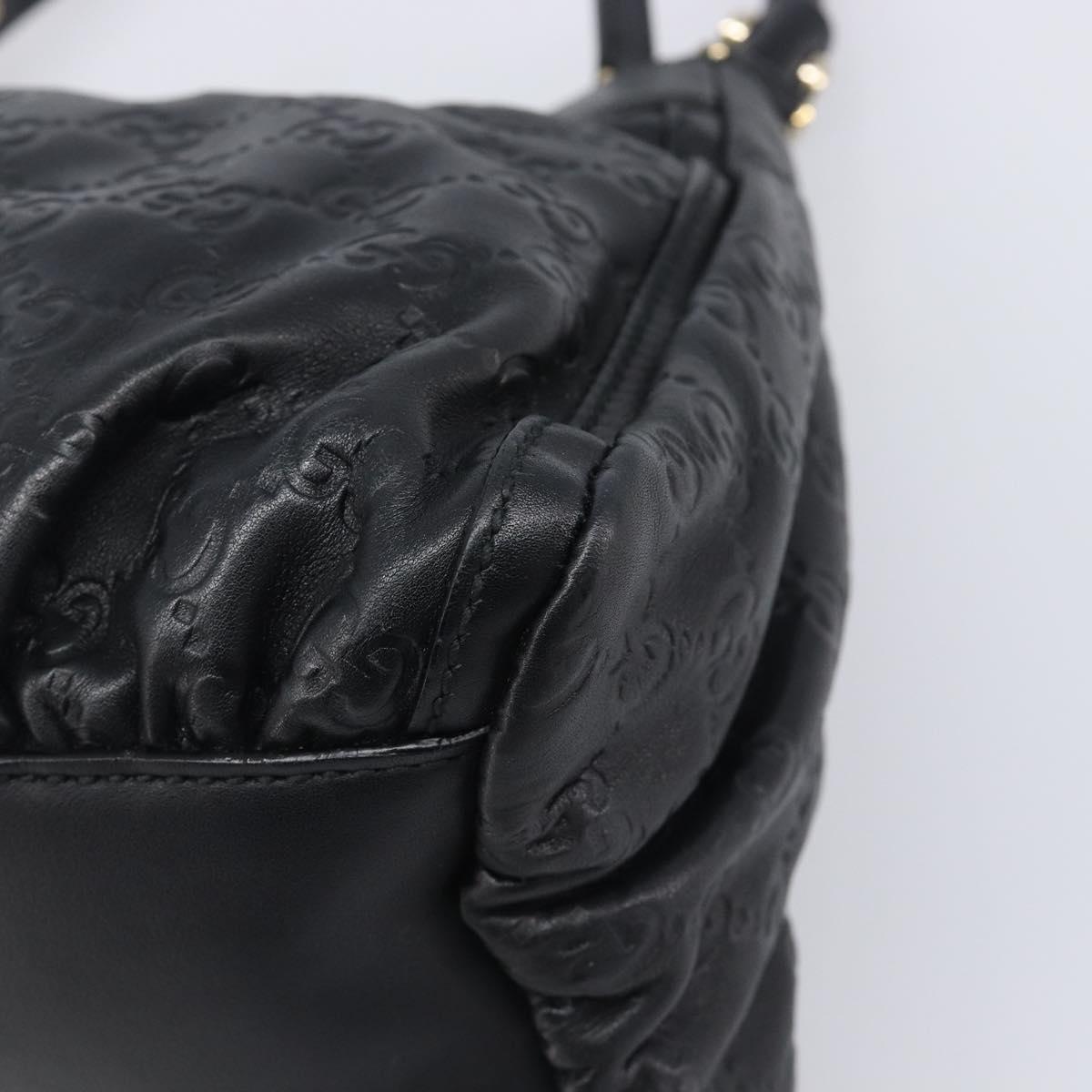 GUCCI GG Canvas Guccissima Abbey Bag Leather Black Gold 190525 Auth 206128V