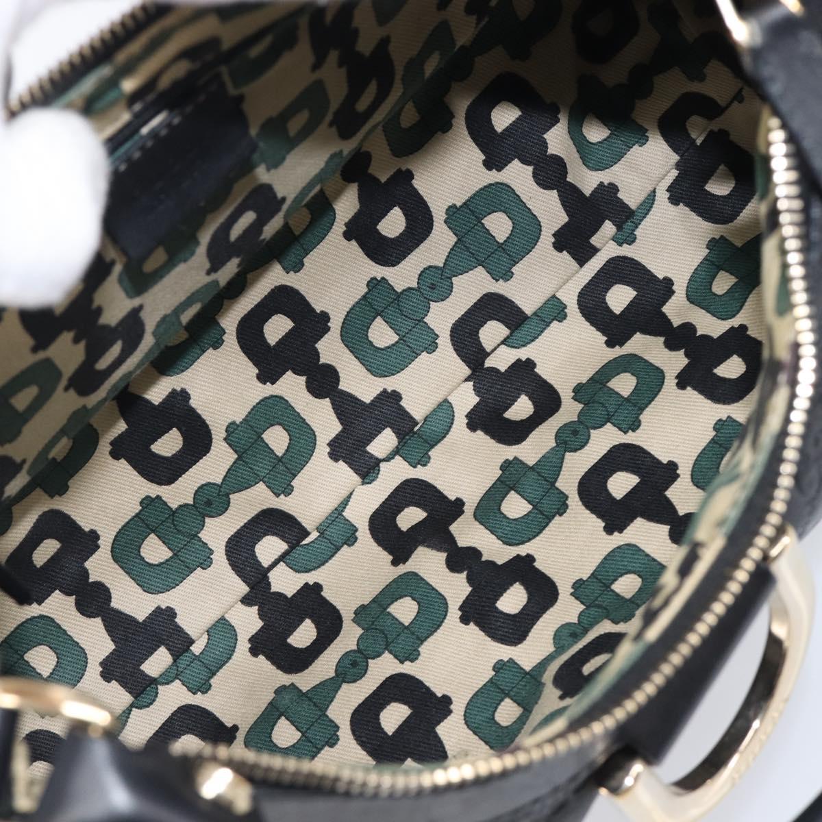 GUCCI GG Canvas Guccissima Abbey Bag Leather Black Gold 190525 Auth 206128V