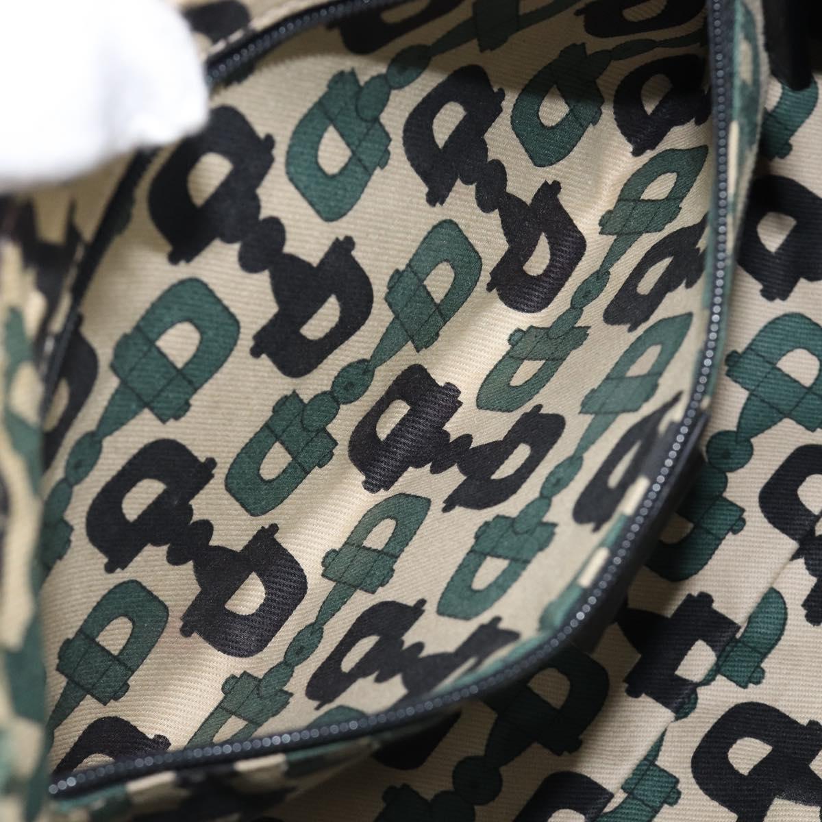 GUCCI GG Canvas Guccissima Abbey Bag Leather Black Gold 190525 Auth 206128V