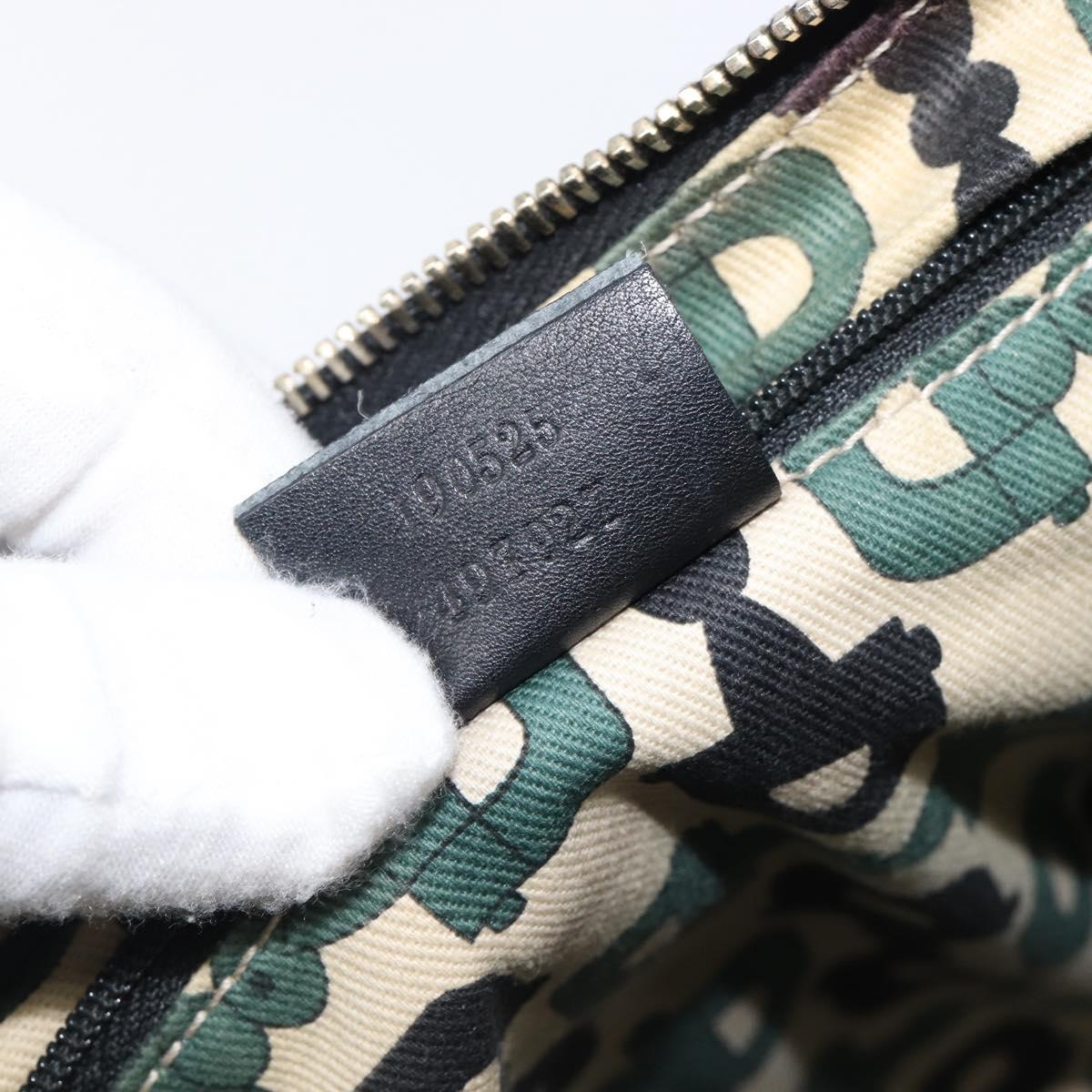 GUCCI GG Canvas Guccissima Abbey Bag Leather Black Gold 190525 Auth 206128V