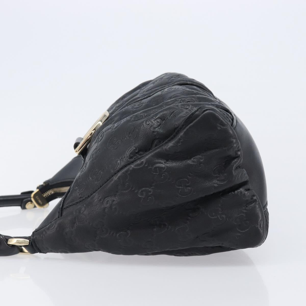 GUCCI GG Canvas Guccissima Abbey Bag Leather Black Gold 190525 Auth 206128V