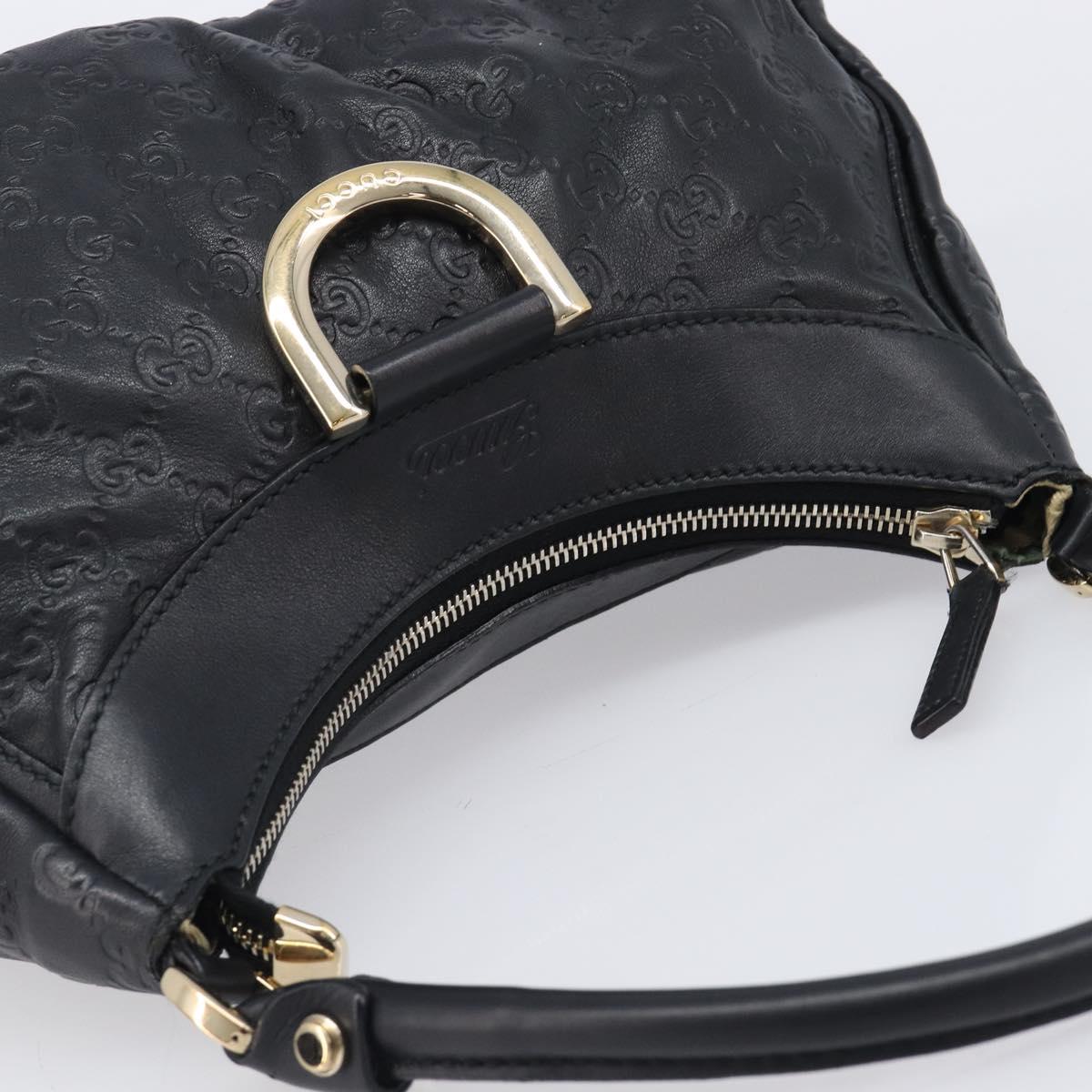 GUCCI GG Canvas Guccissima Abbey Bag Leather Black Gold 190525 Auth 206128V