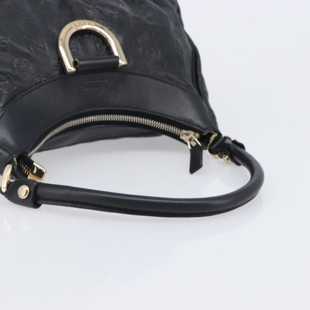GUCCI GG Canvas Guccissima Abbey Bag Leather Black Gold 190525 Auth 206128V