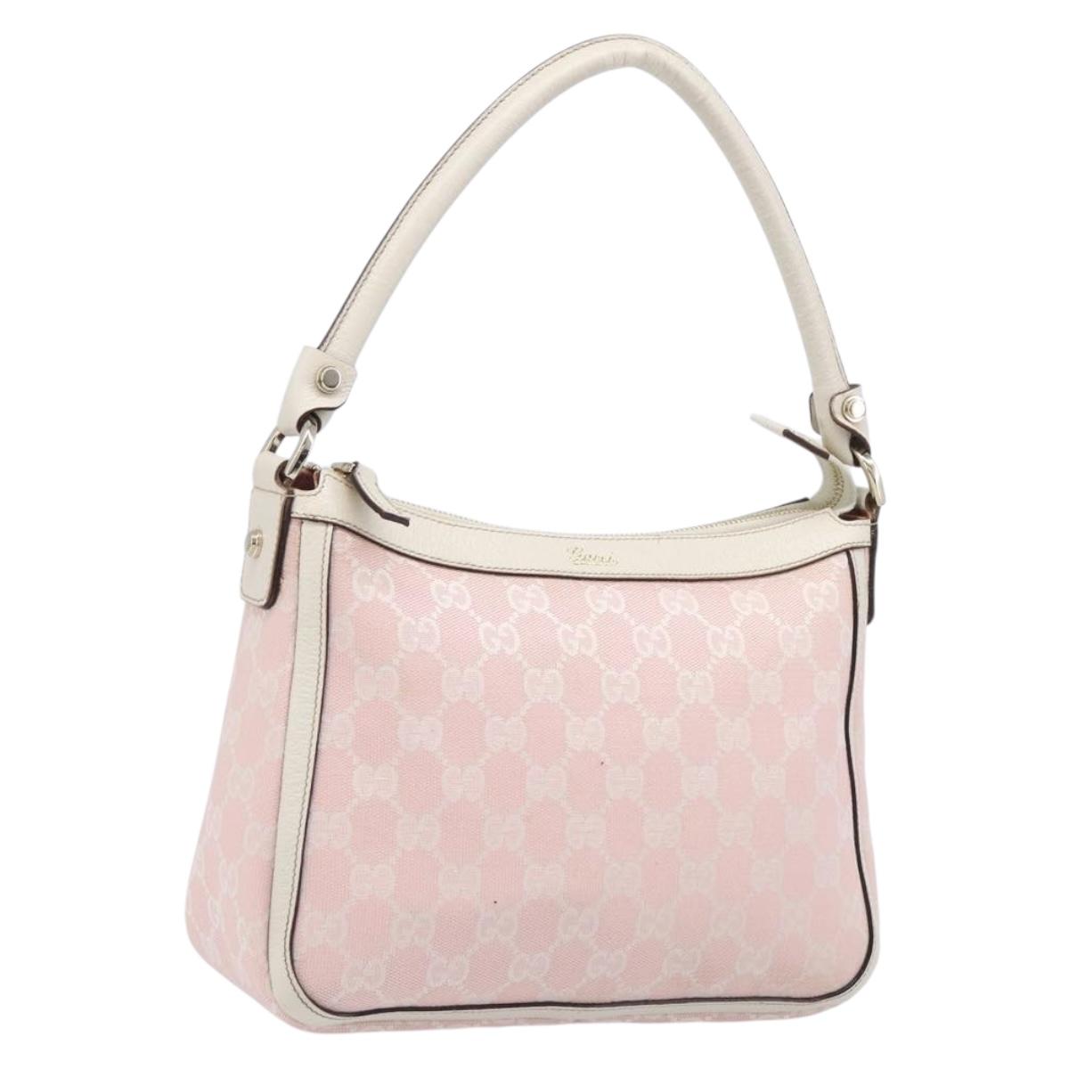 GUCCI GG Canvas Abbey Shoulder Bag Pink Gold 146244 Auth 206129V