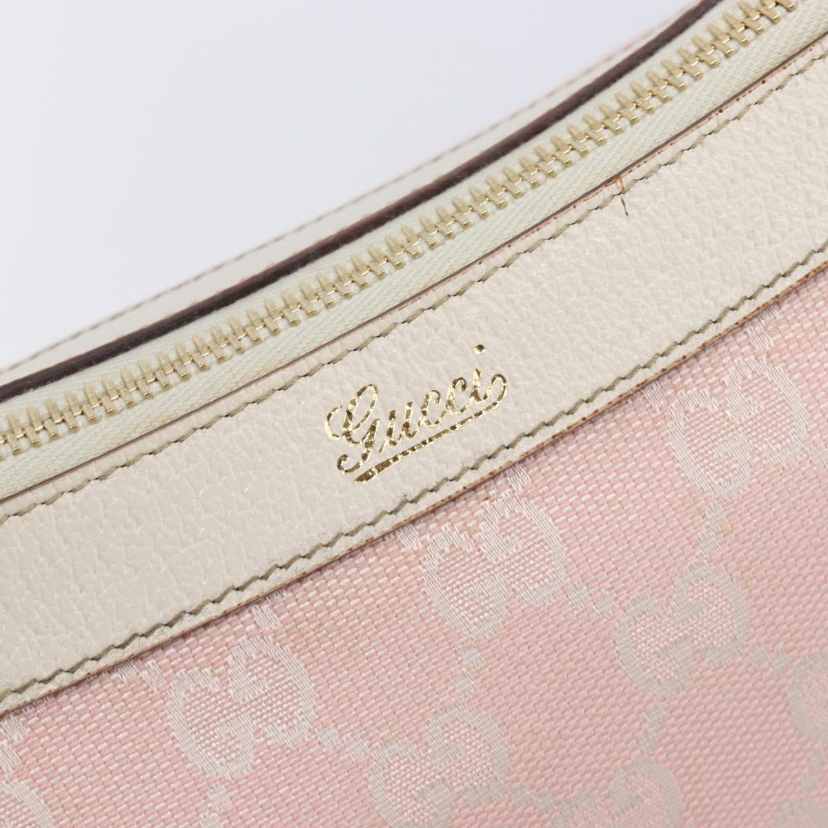 GUCCI GG Canvas Abbey Shoulder Bag Pink Gold 146244 Auth 206129V