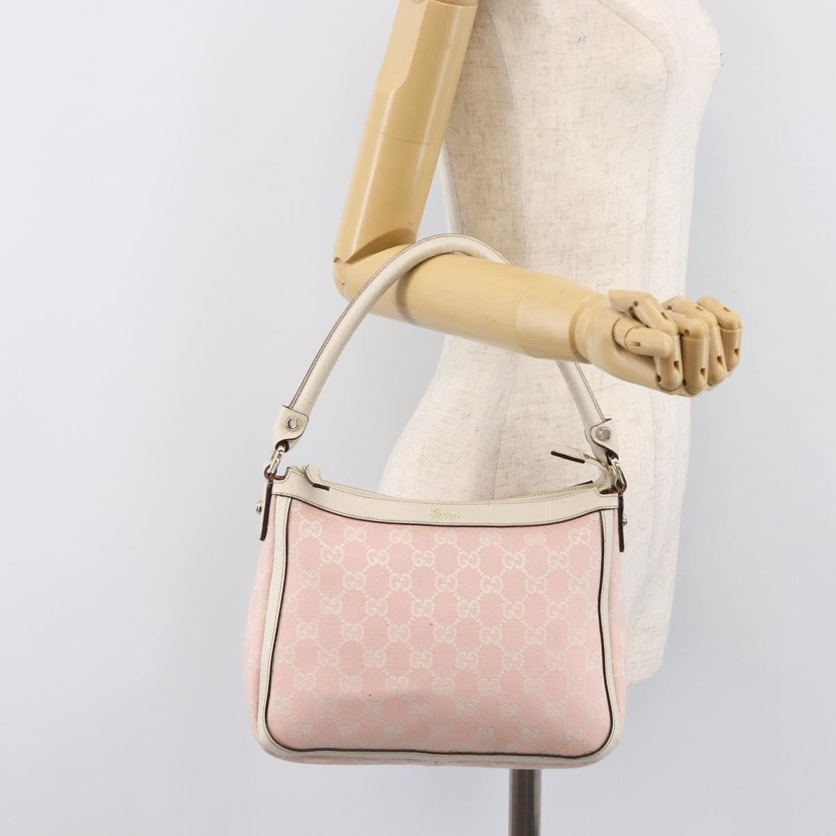 GUCCI GG Canvas Abbey Shoulder Bag Pink Gold 146244 Auth 206129V