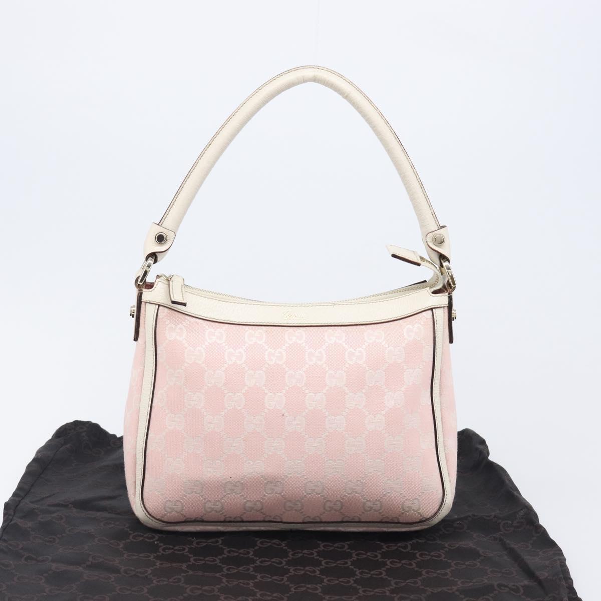GUCCI GG Canvas Abbey Shoulder Bag Pink Gold 146244 Auth 206129V
