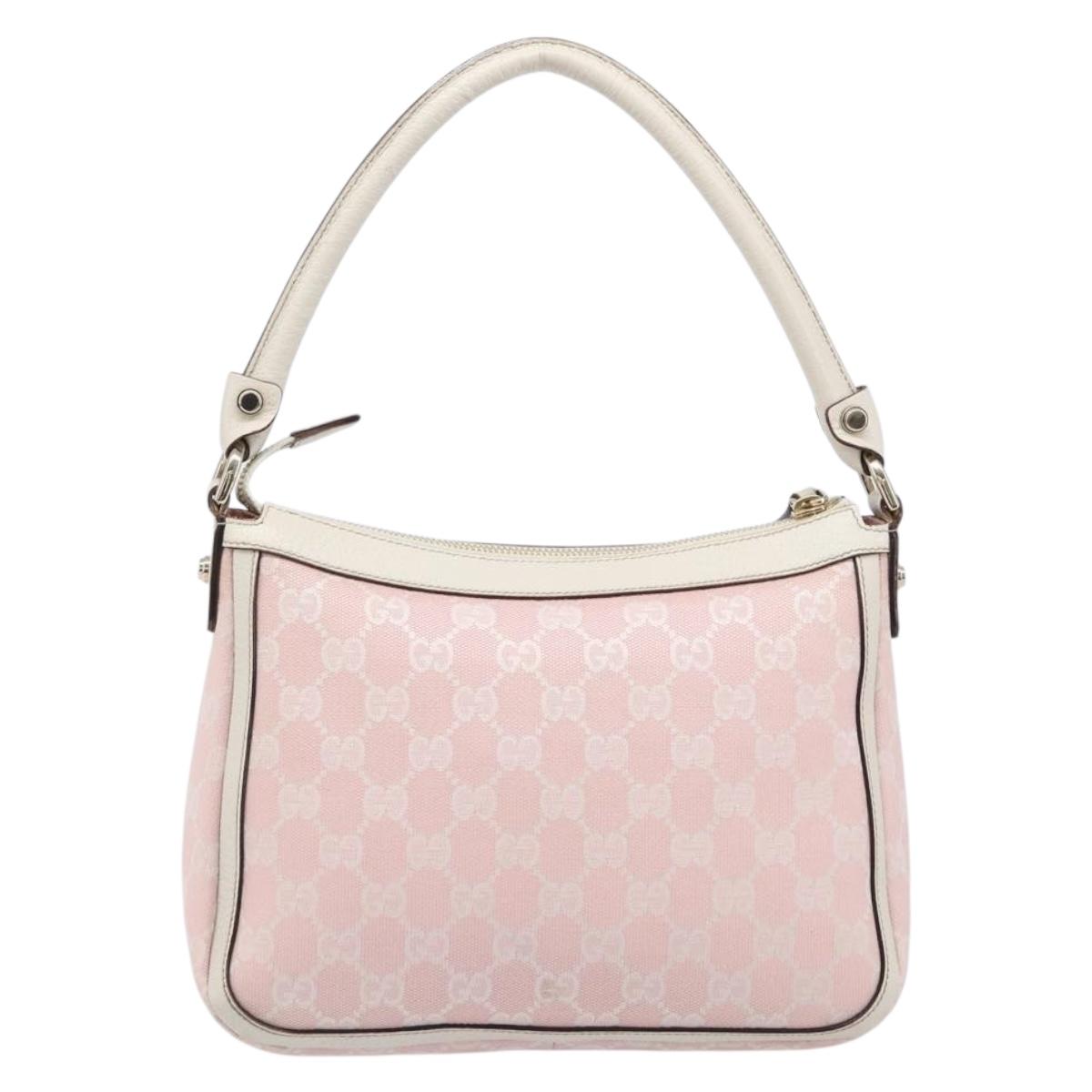 GUCCI GG Canvas Abbey Shoulder Bag Pink Gold 146244 Auth 206129V