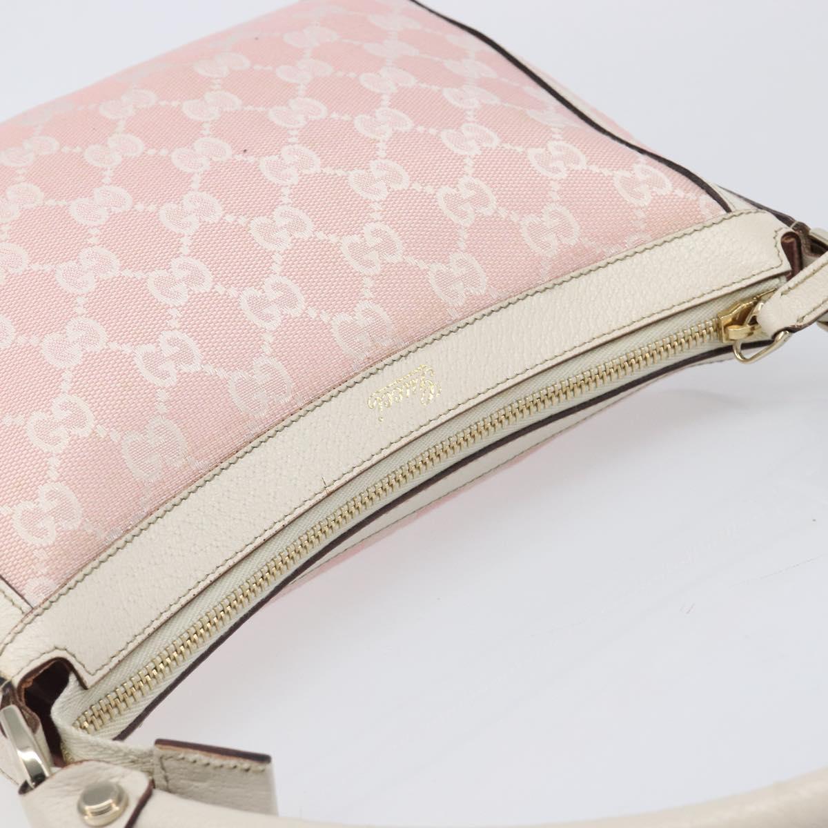 GUCCI GG Canvas Abbey Shoulder Bag Pink Gold 146244 Auth 206129V