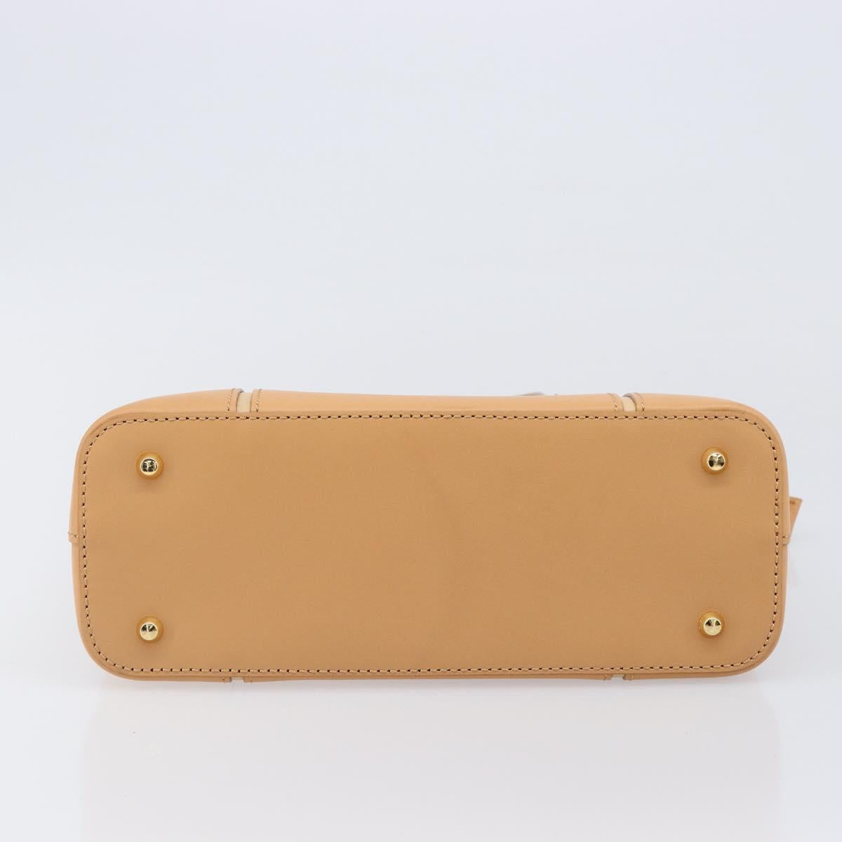 BURBERRY Hand Bag Leather Beige Gold Auth 206131A
