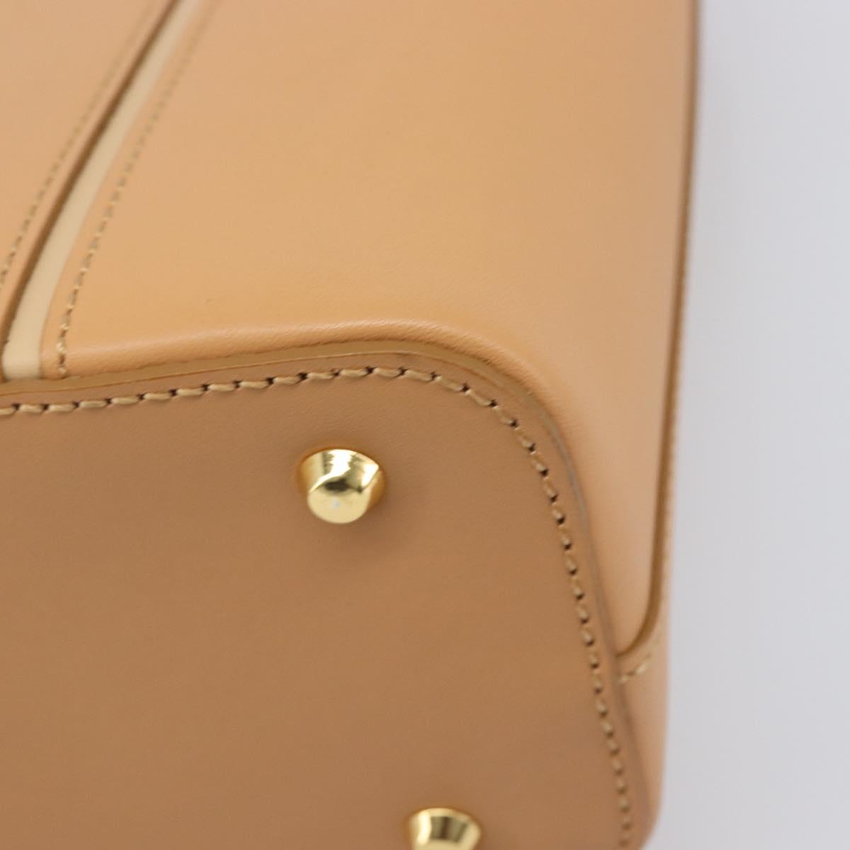 BURBERRY Hand Bag Leather Beige Gold Auth 206131A