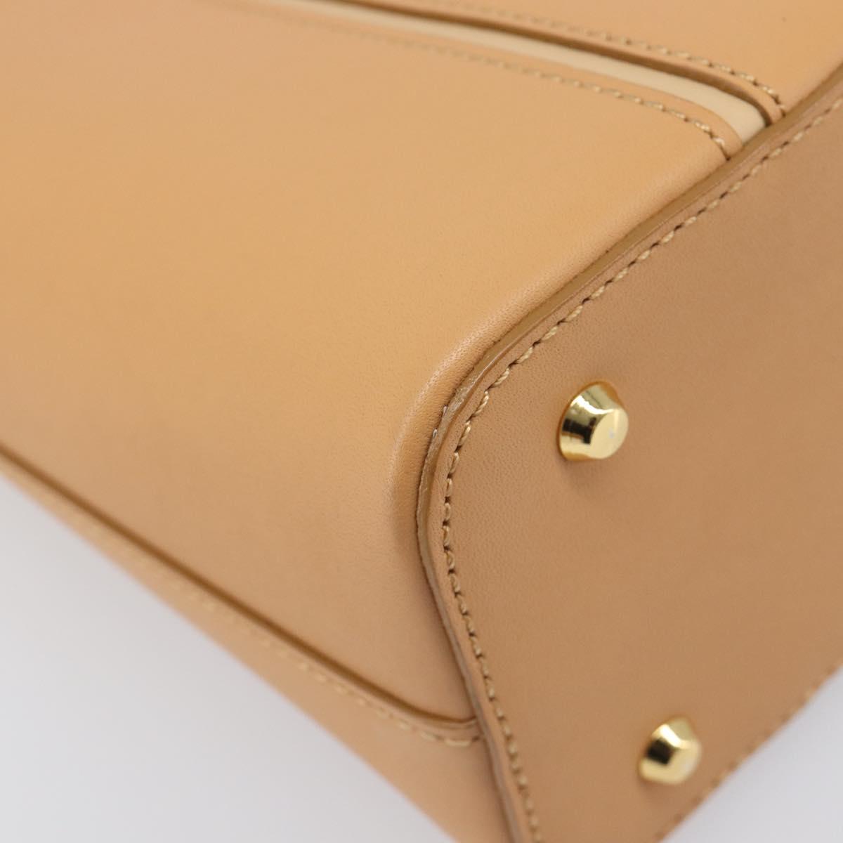 BURBERRY Hand Bag Leather Beige Gold Auth 206131A