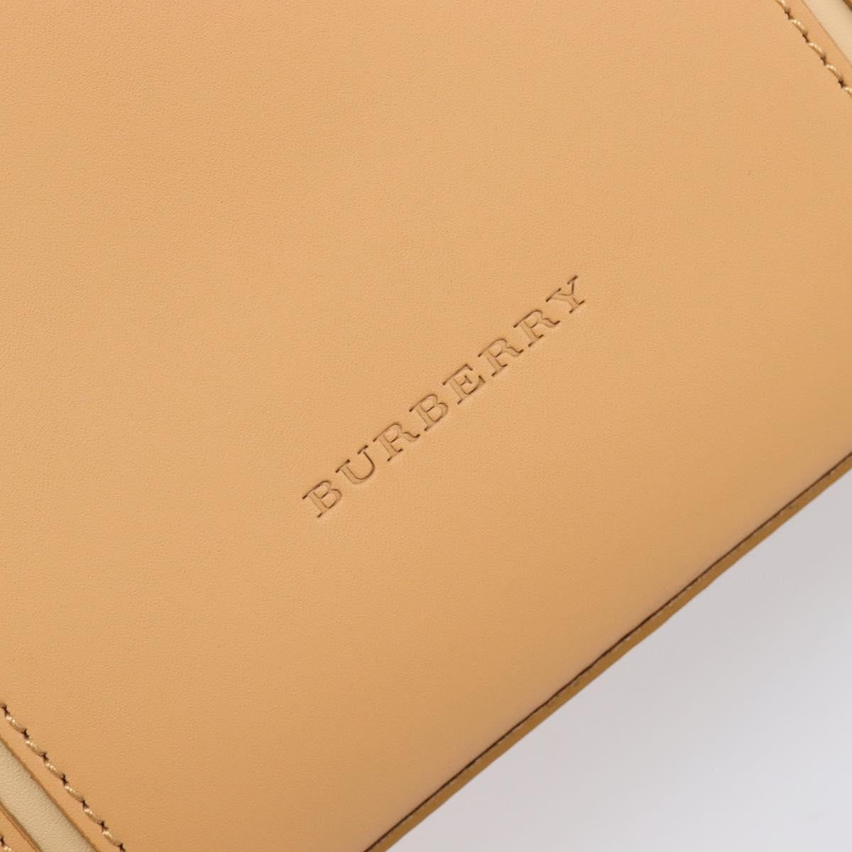BURBERRY Hand Bag Leather Beige Gold Auth 206131A