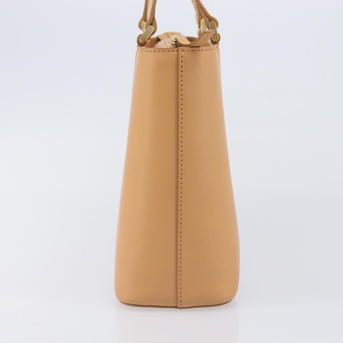 BURBERRY Hand Bag Leather Beige Gold Auth 206131A
