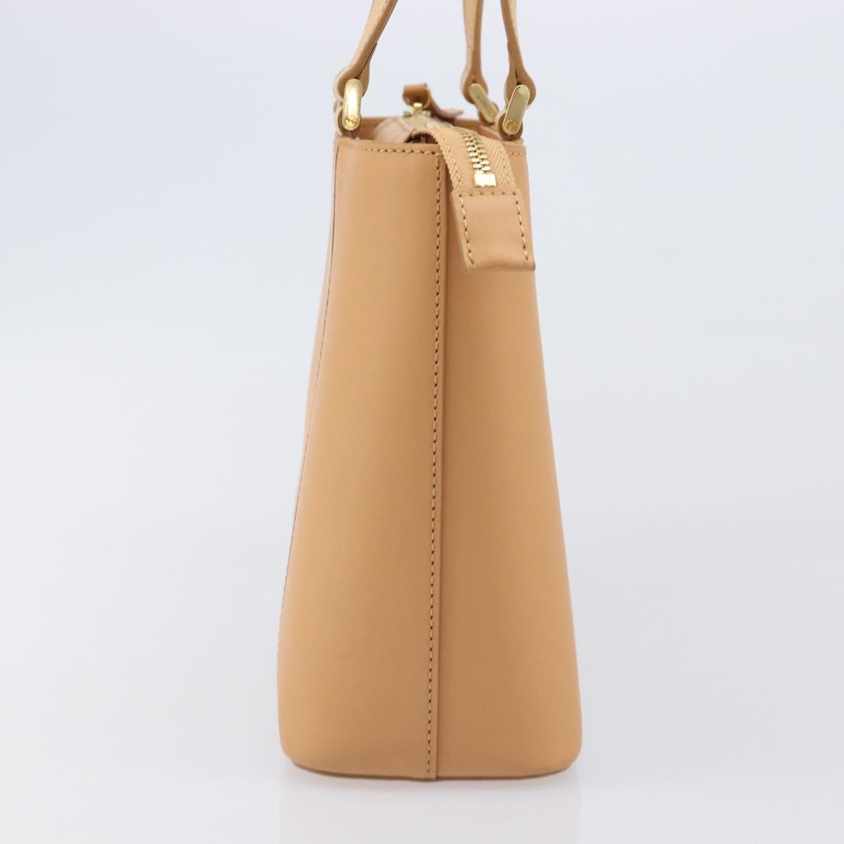 BURBERRY Hand Bag Leather Beige Gold Auth 206131A