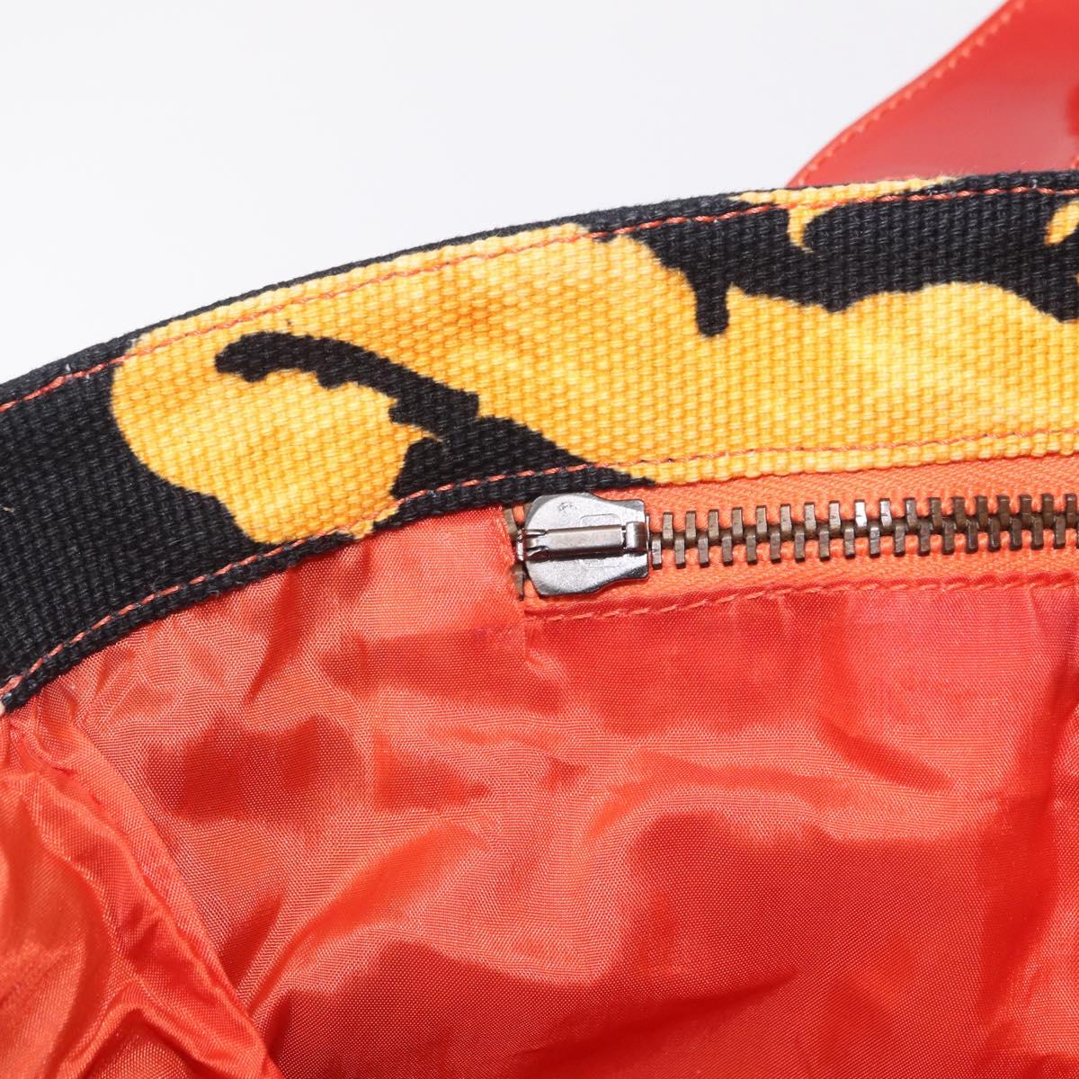 VERSACE Hand Bag Canvas Multicolor Silver Auth 206132
