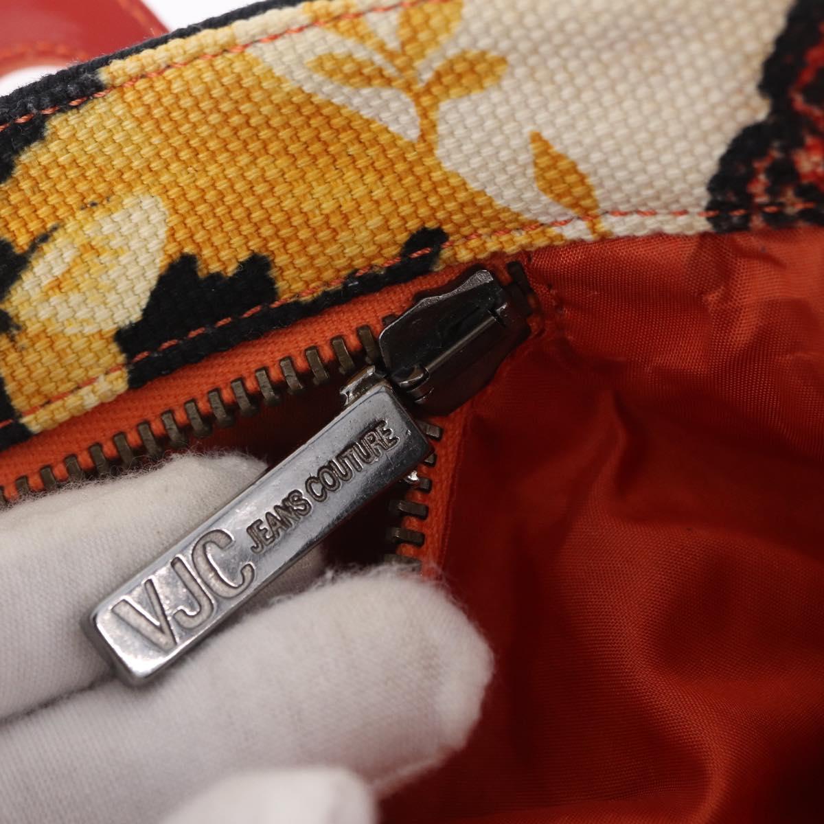 VERSACE Hand Bag Canvas Multicolor Silver Auth 206132