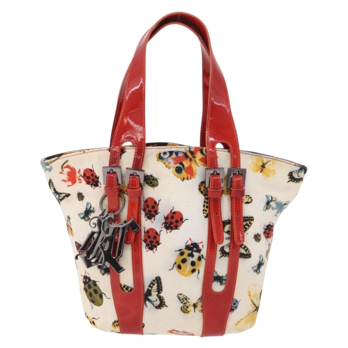 VERSACE Hand Bag Canvas Multicolor Silver Auth 206132