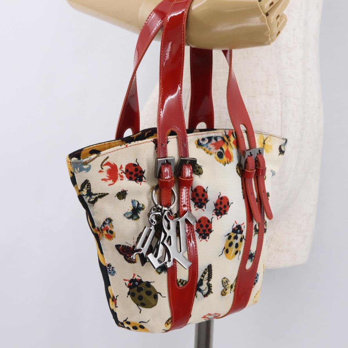 VERSACE Hand Bag Canvas Multicolor Silver Auth 206132