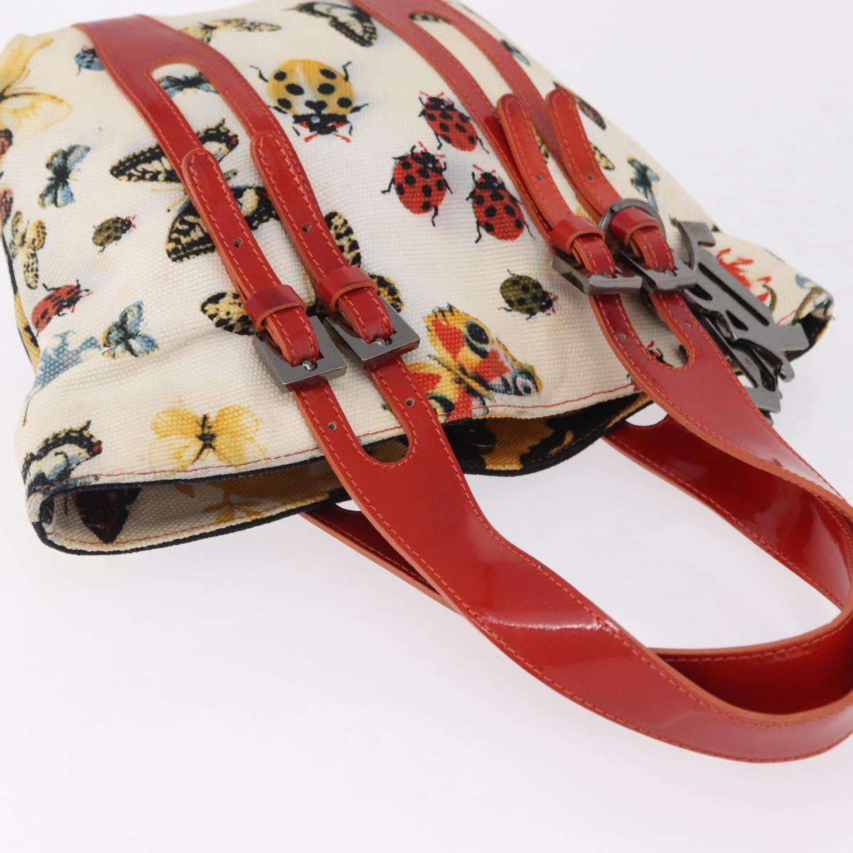 VERSACE Hand Bag Canvas Multicolor Silver Auth 206132