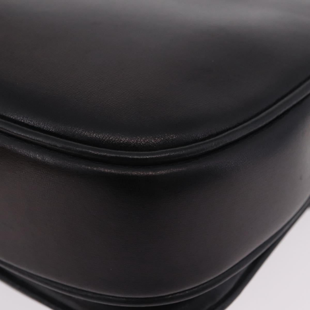 GUCCI Shoulder Bag Leather Black Gold Auth 206133