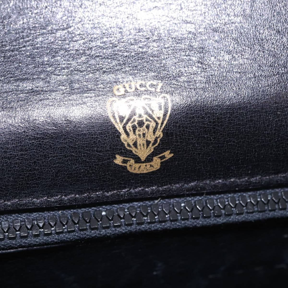 GUCCI Shoulder Bag Leather Black Gold Auth 206133