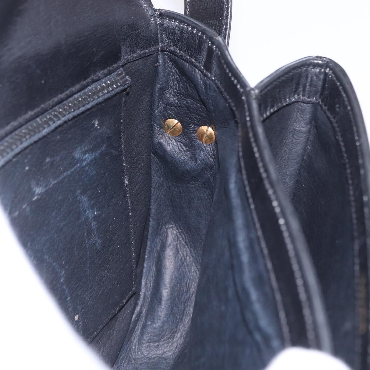 GUCCI Shoulder Bag Leather Black Gold Auth 206133