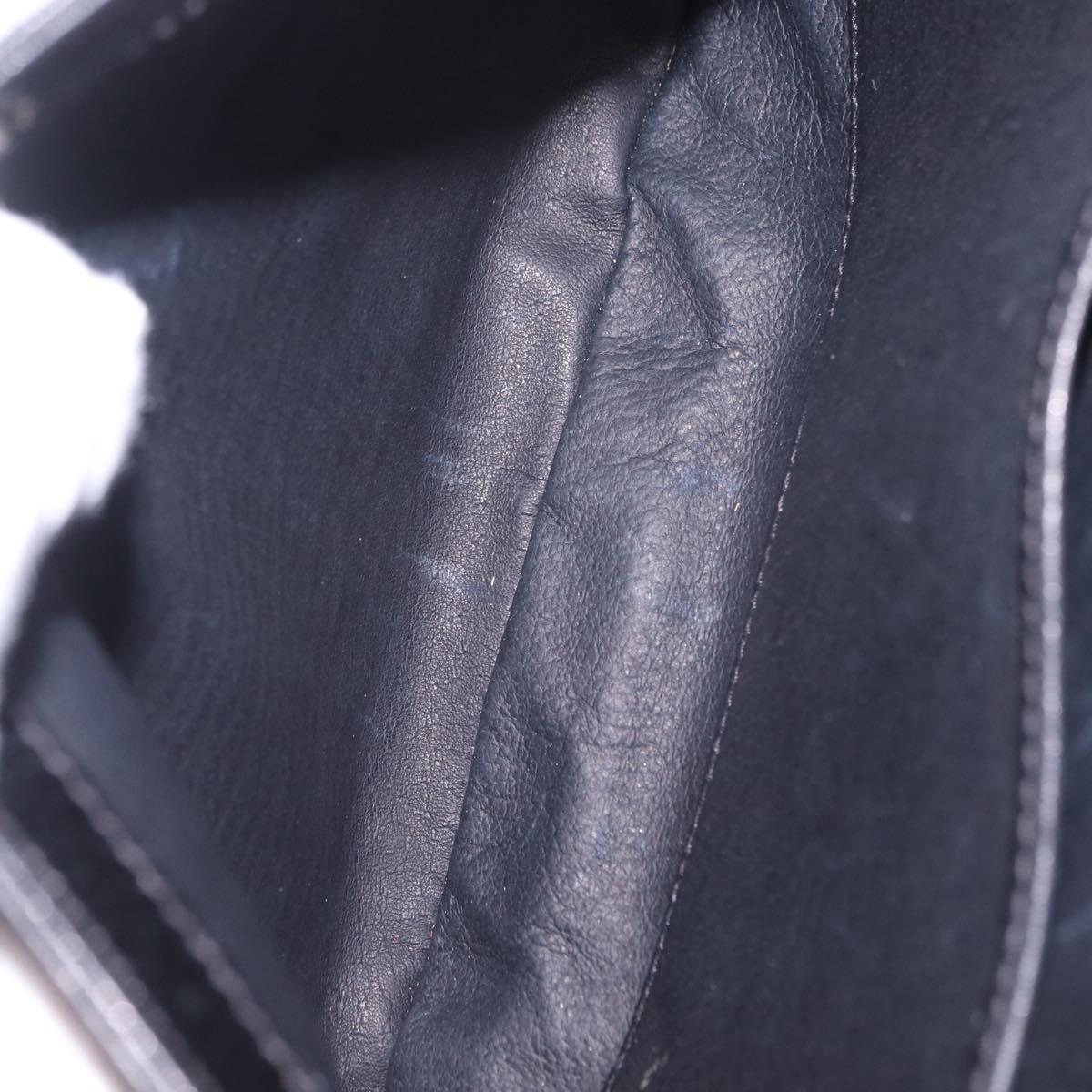 GUCCI Shoulder Bag Leather Black Gold Auth 206133