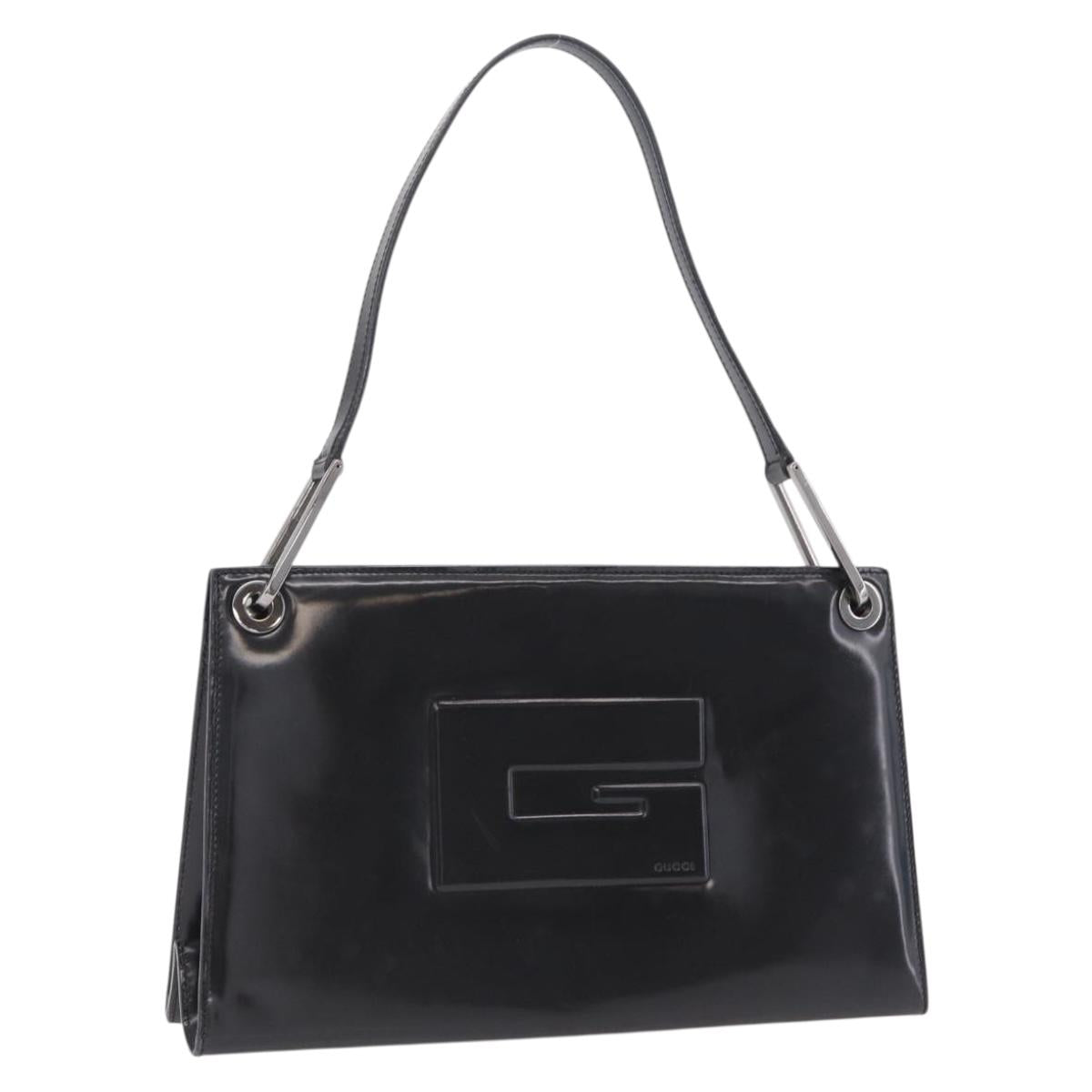 GUCCI Shoulder Bag Patent leather Brown Silver 001 3034 1705 Auth 206134