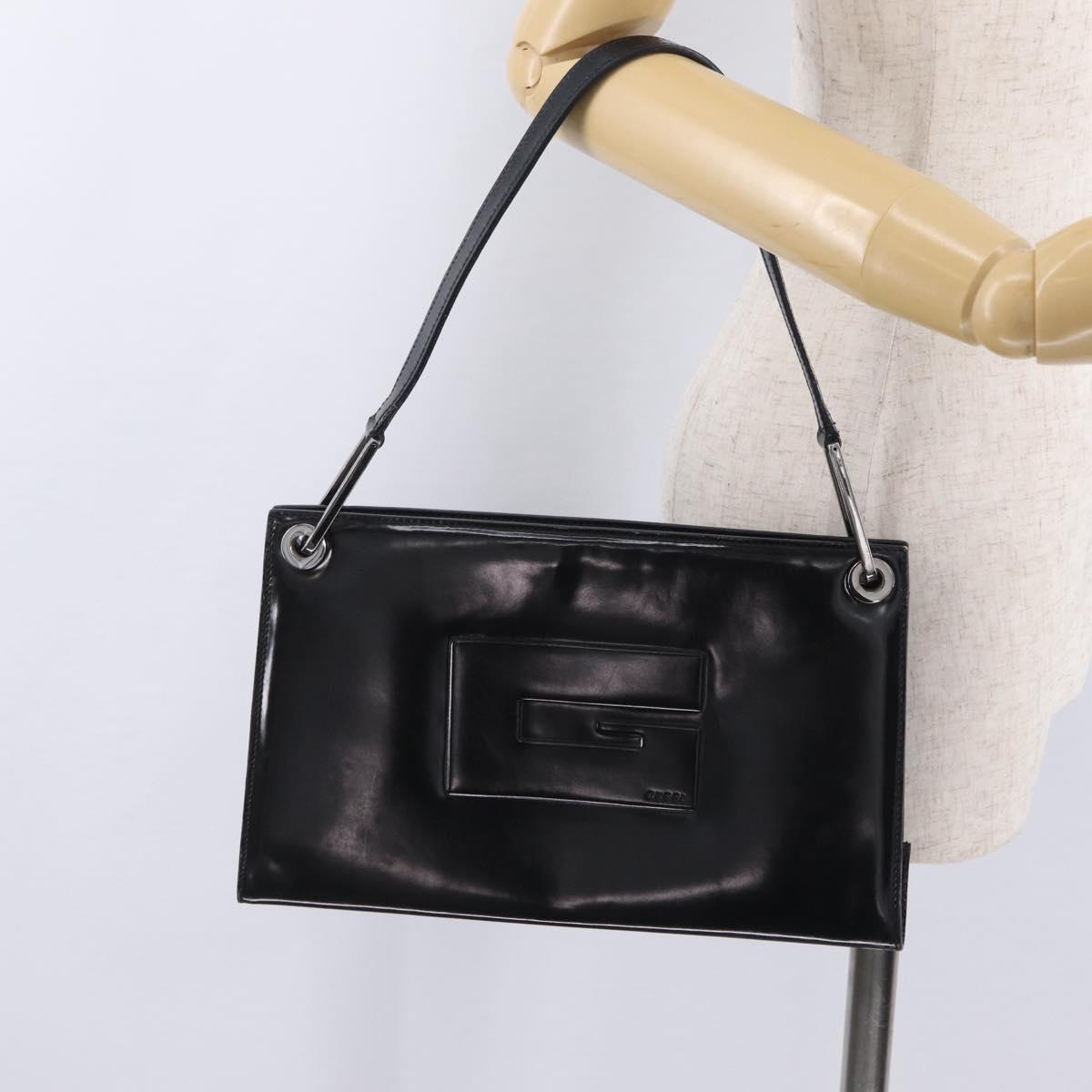 GUCCI Shoulder Bag Patent leather Brown Silver 001 3034 1705 Auth 206134