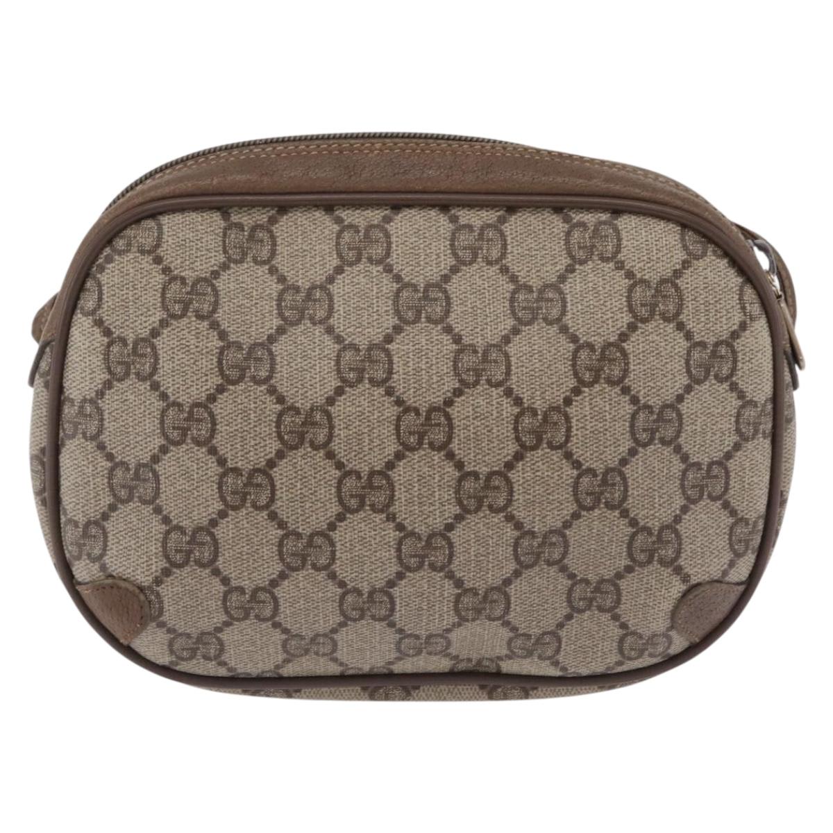 GUCCI GG Supreme Web Sherry Line Bag PVC Beige Gold 89 02 066 Auth 206137