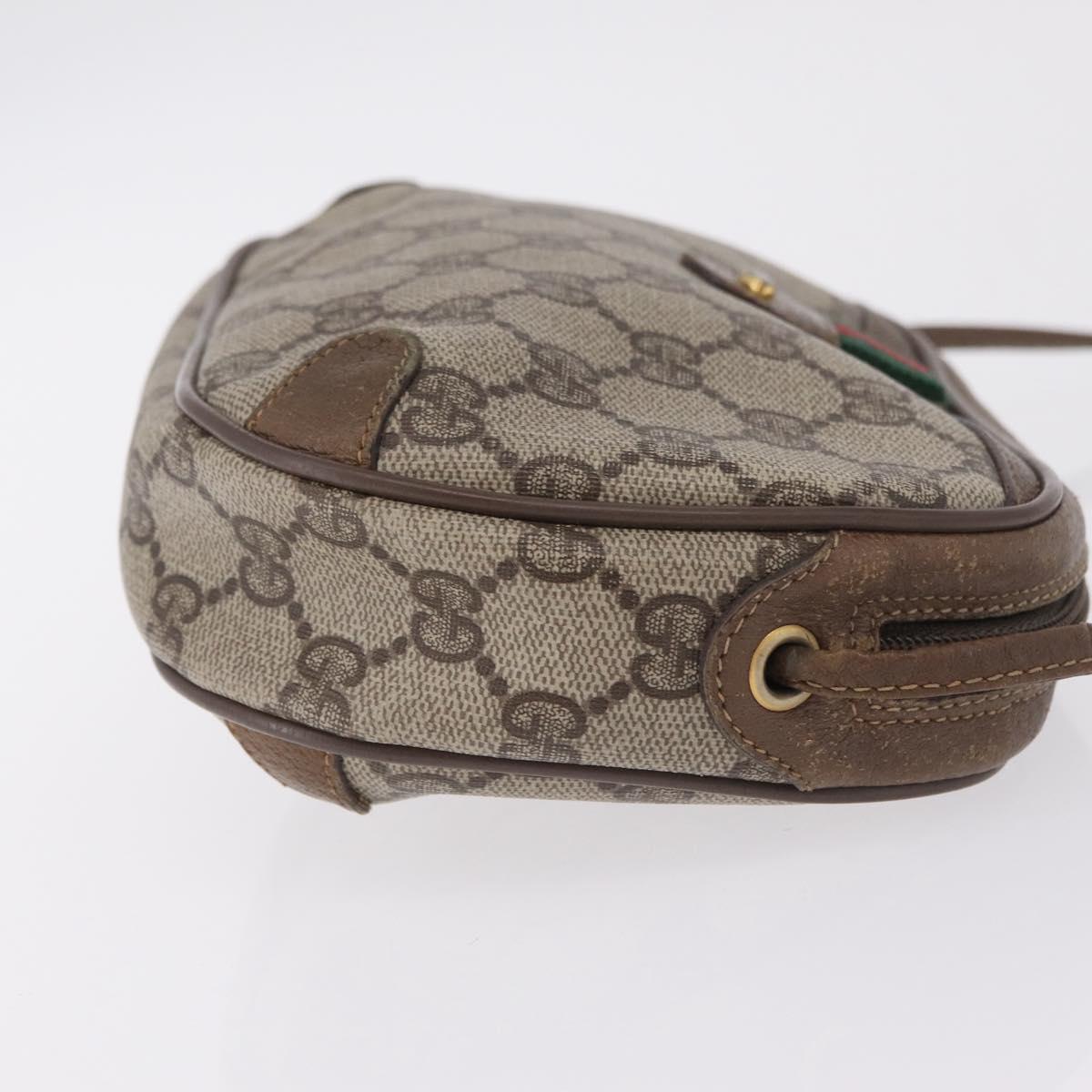 GUCCI GG Supreme Web Sherry Line Bag PVC Beige Gold 89 02 066 Auth 206137