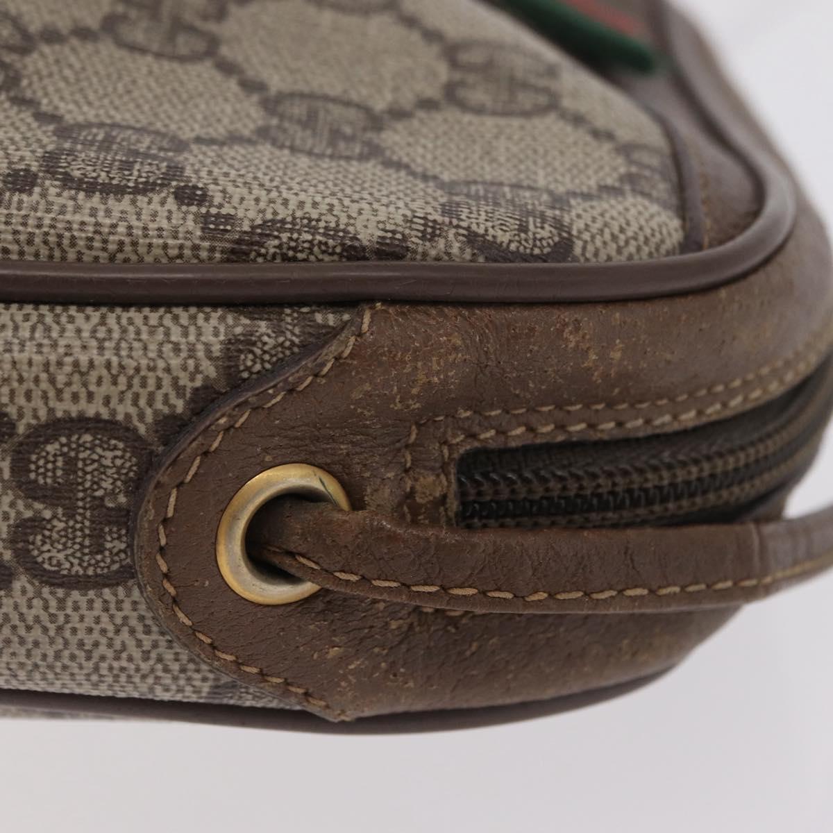 GUCCI GG Supreme Web Sherry Line Bag PVC Beige Gold 89 02 066 Auth 206137