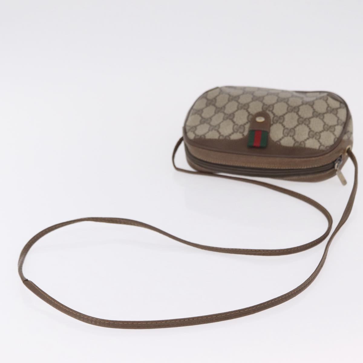 GUCCI GG Supreme Web Sherry Line Bag PVC Beige Gold 89 02 066 Auth 206137