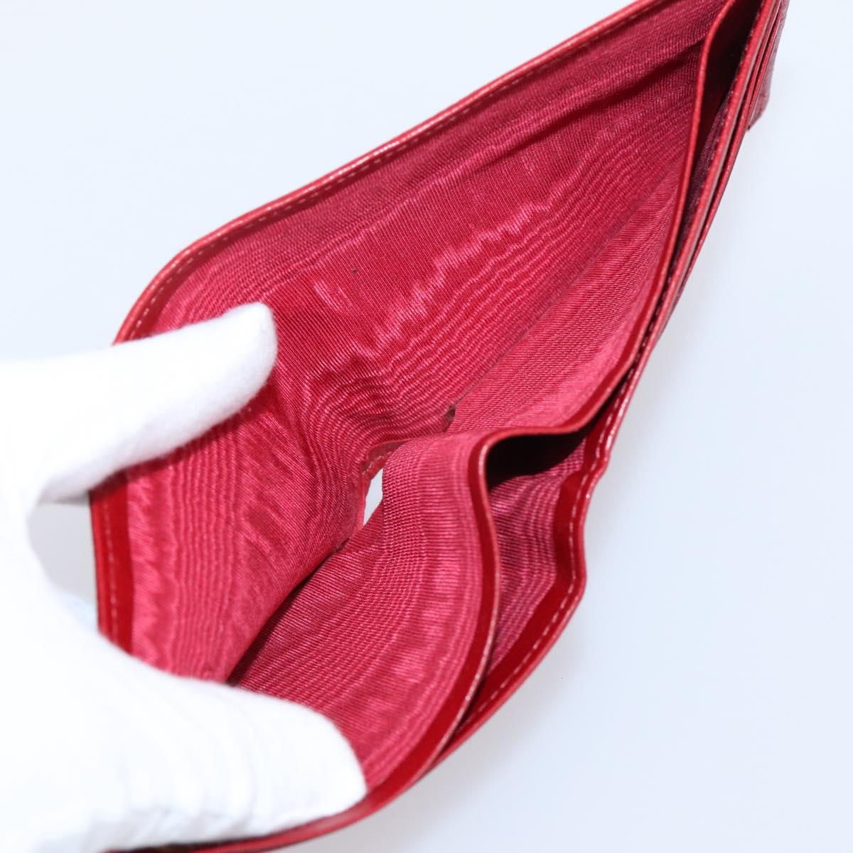CHANEL Bicolore Compact Wallet Lamb Skin Red CC Auth 206142V