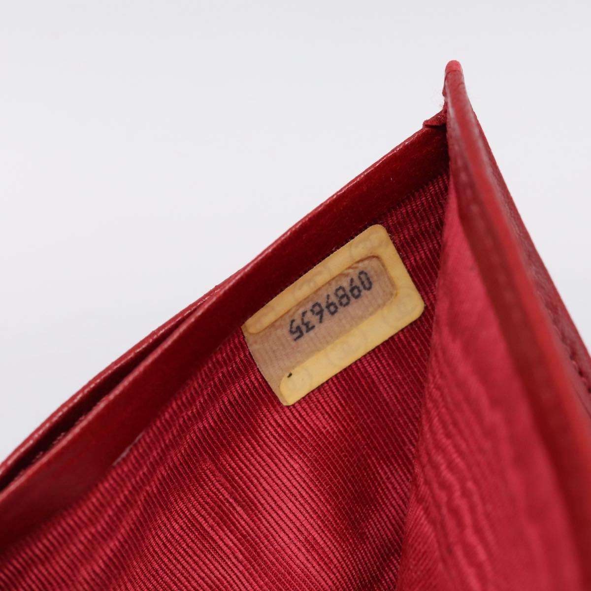 CHANEL Bicolore Compact Wallet Lamb Skin Red CC Auth 206142V