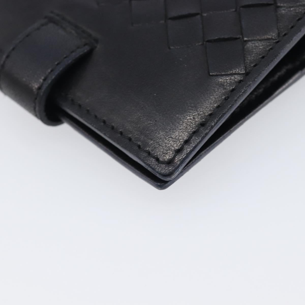 BOTTEGA VENETA INTRECCIATO Compact Wallet Leather Black Auth 206144A