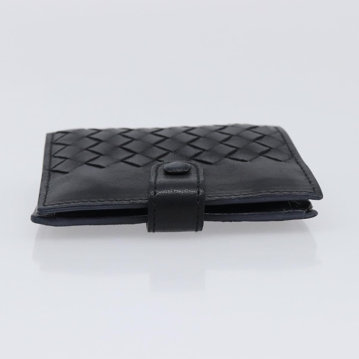 BOTTEGA VENETA INTRECCIATO Compact Wallet Leather Black Auth 206144A