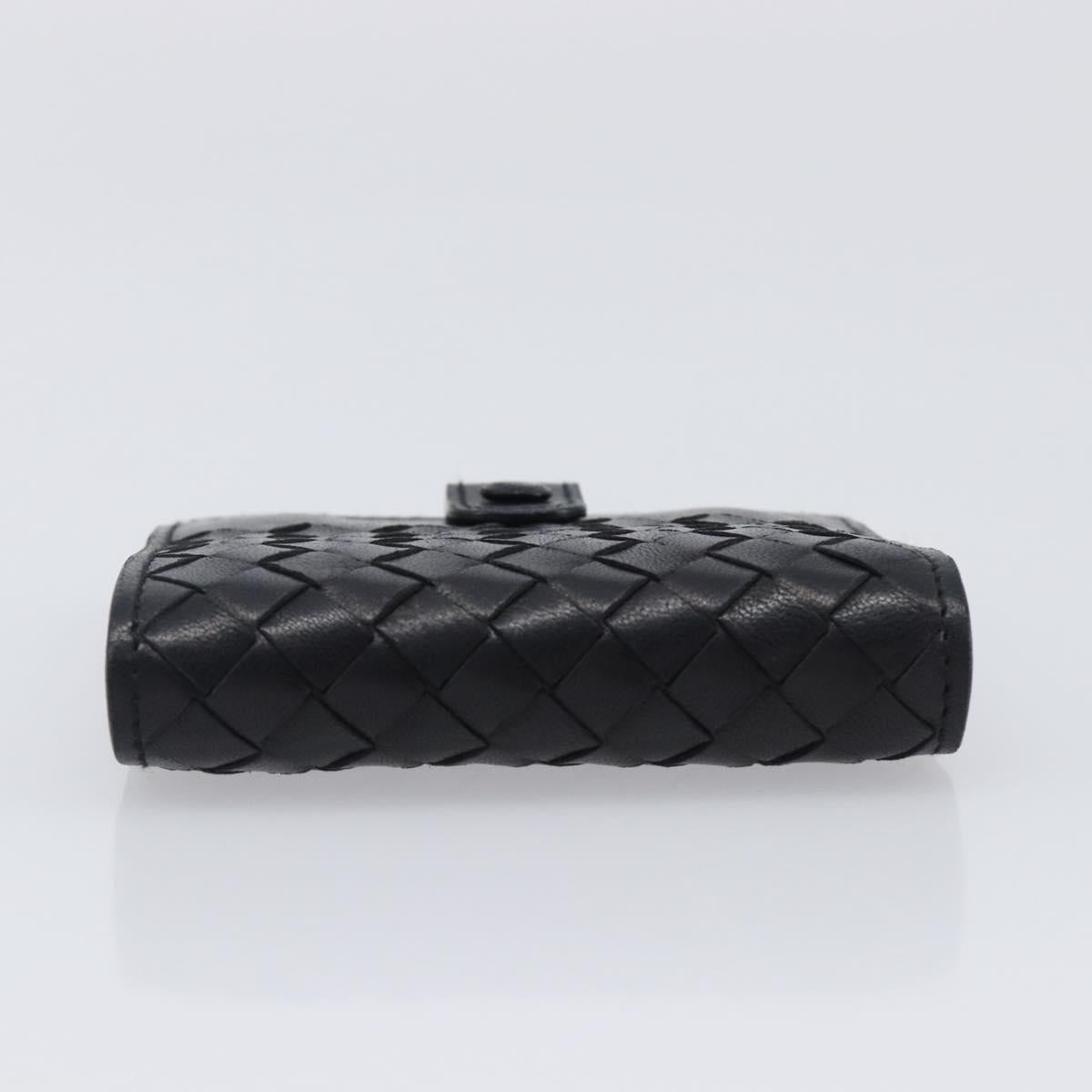 BOTTEGA VENETA INTRECCIATO Compact Wallet Leather Black Auth 206144A
