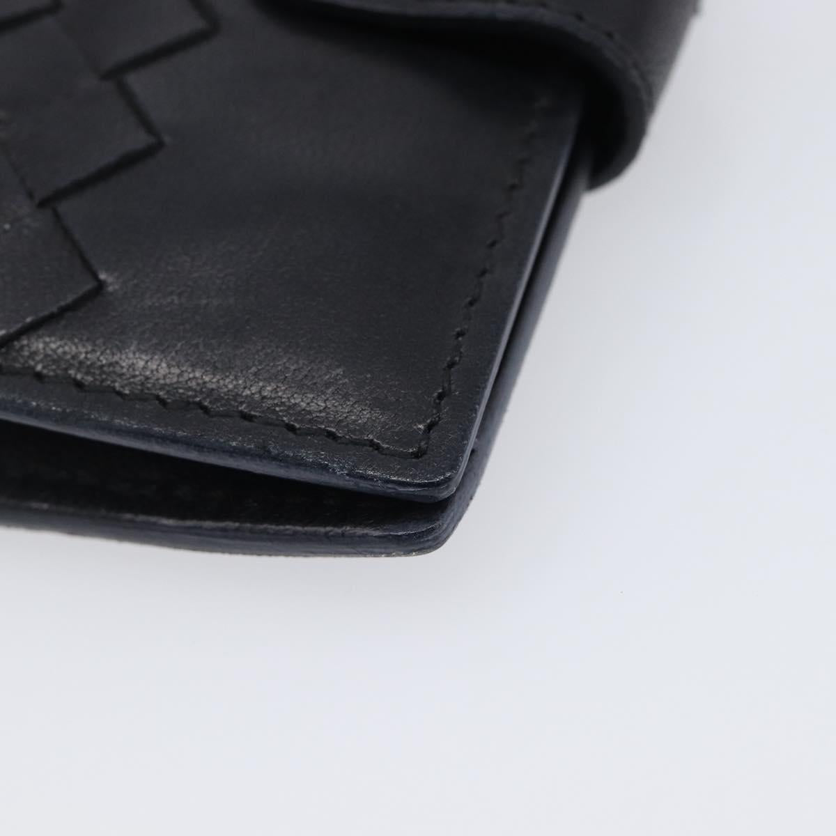 BOTTEGA VENETA INTRECCIATO Compact Wallet Leather Black Auth 206144A