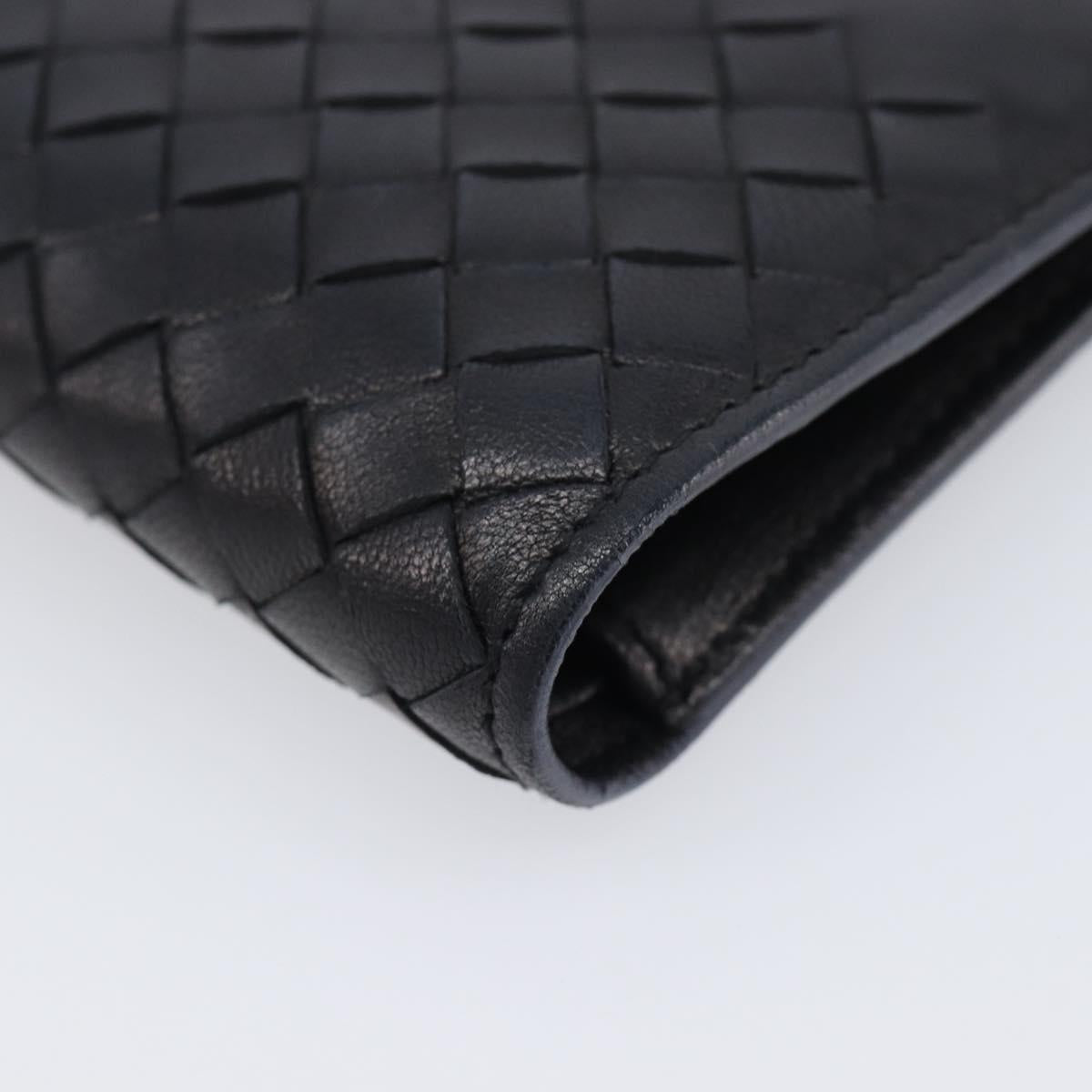 BOTTEGA VENETA INTRECCIATO Compact Wallet Leather Black Auth 206144A