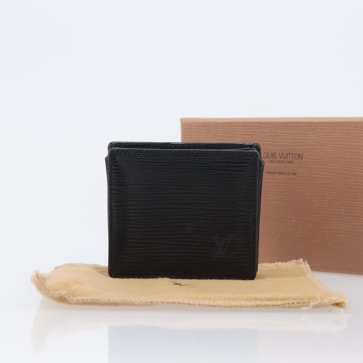 LOUIS VUITTON Epi Porte Monnaie Boite Coin Purse Black M63692 LV Auth 206145A