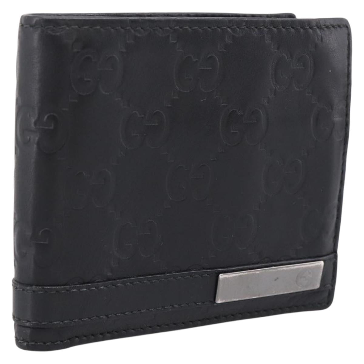 GUCCI GG Canvas Guccissima Compact Wallet Leather Black 233102 Auth 206146A