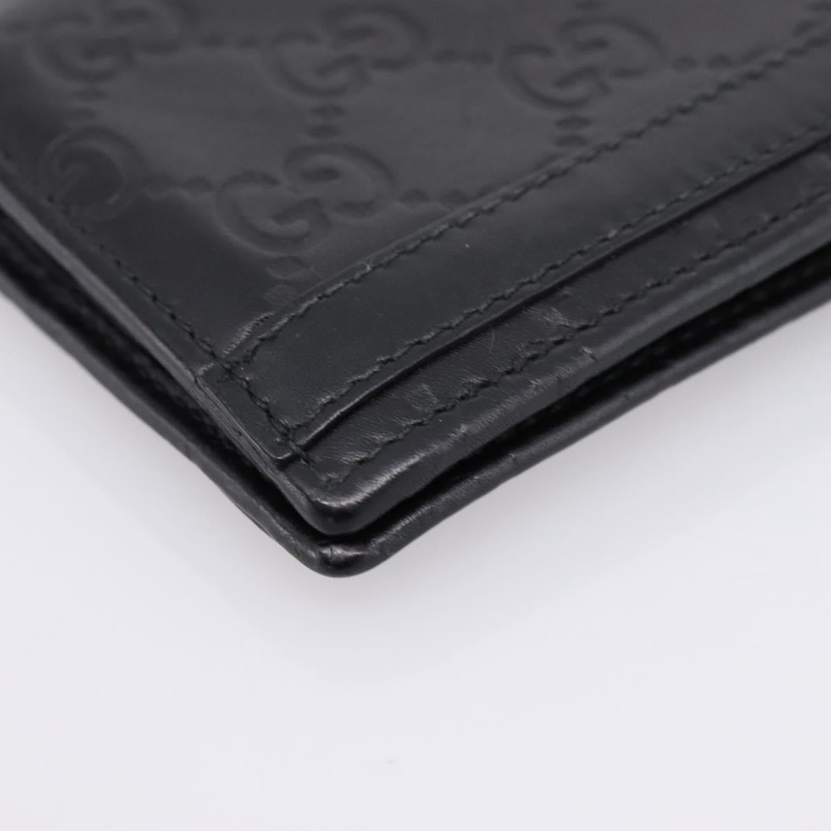 GUCCI GG Canvas Guccissima Compact Wallet Leather Black 233102 Auth 206146A