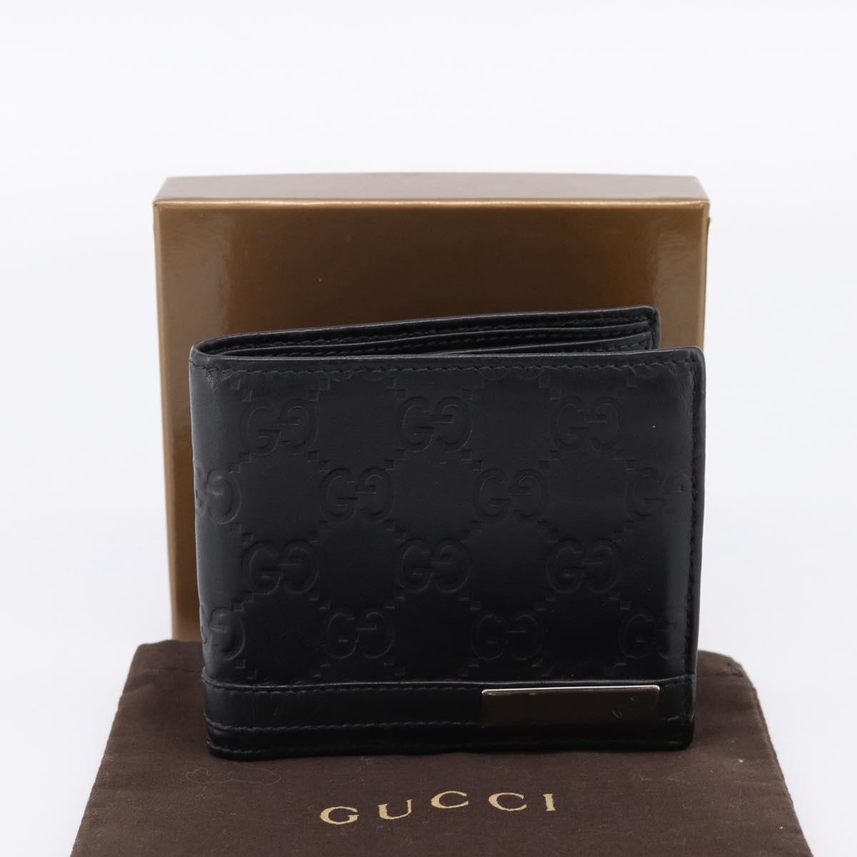 GUCCI GG Canvas Guccissima Compact Wallet Leather Black 233102 Auth 206146A