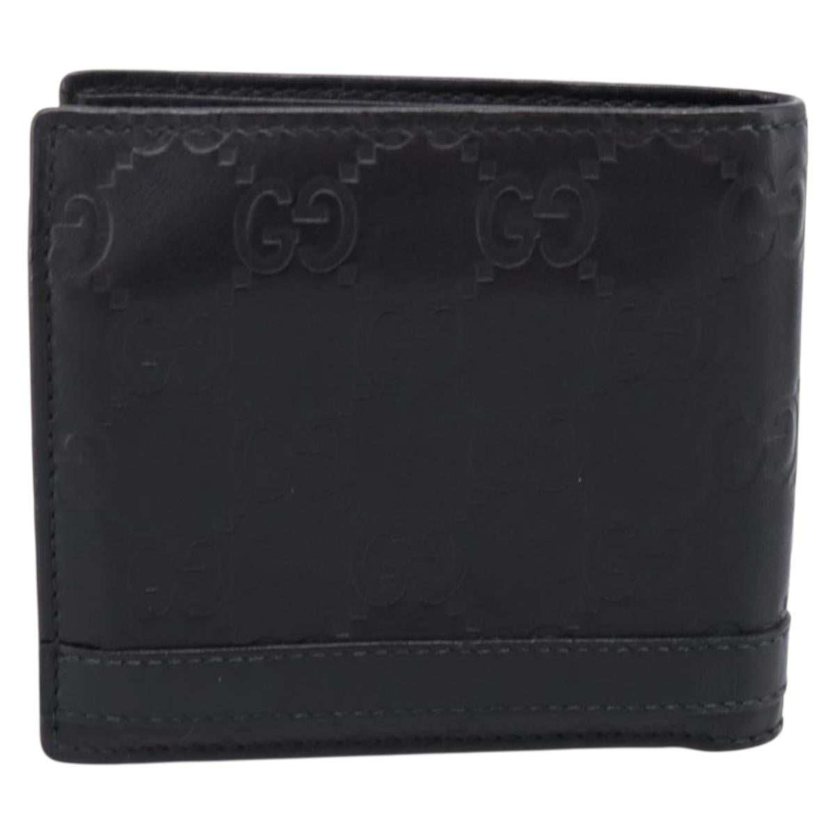 GUCCI GG Canvas Guccissima Compact Wallet Leather Black 233102 Auth 206146A