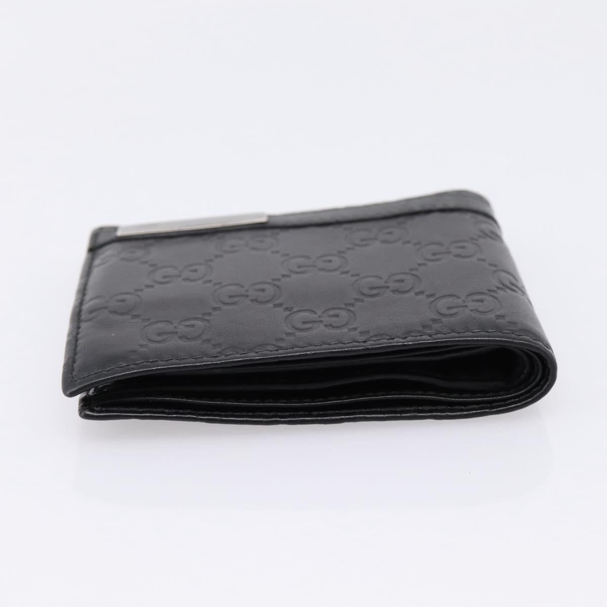 GUCCI GG Canvas Guccissima Compact Wallet Leather Black 233102 Auth 206146A