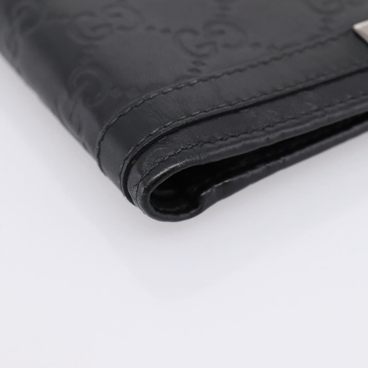 GUCCI GG Canvas Guccissima Compact Wallet Leather Black 233102 Auth 206146A